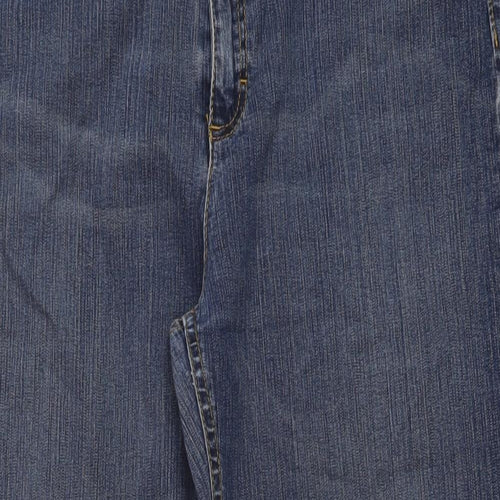 Marks and Spencer Womens Blue Cotton Bootcut Jeans Size 18 L30 in Regular Button