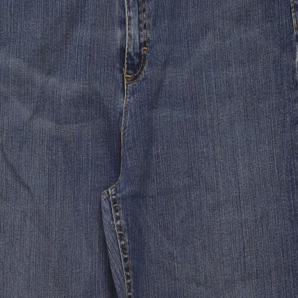 Marks and Spencer Womens Blue Cotton Bootcut Jeans Size 18 L30 in Regular Button