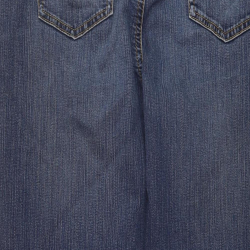 Marks and Spencer Womens Blue Cotton Bootcut Jeans Size 18 L30 in Regular Button