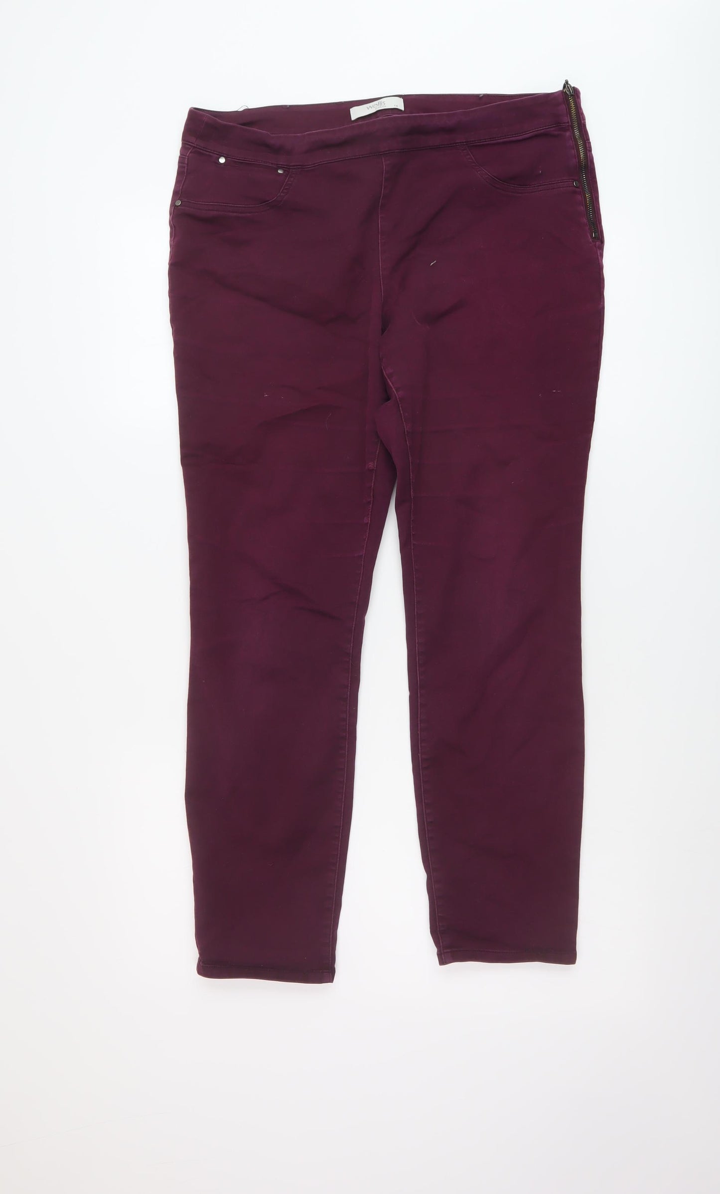 Wallis Womens Purple Cotton Straight Jeans Size 14 L26 in Regular Zip