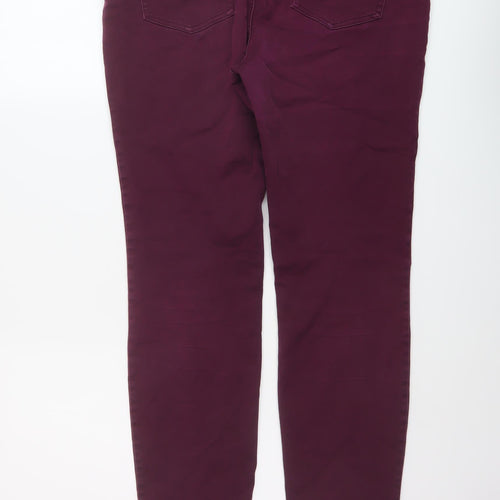 Wallis Womens Purple Cotton Straight Jeans Size 14 L26 in Regular Zip
