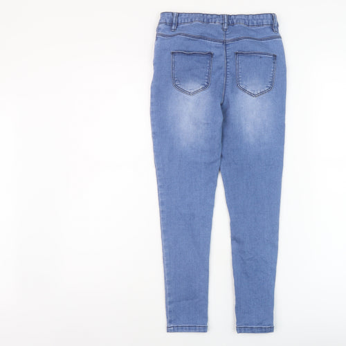 Matalan Girls Blue Cotton Skinny Jeans Size 10 Years Regular Button