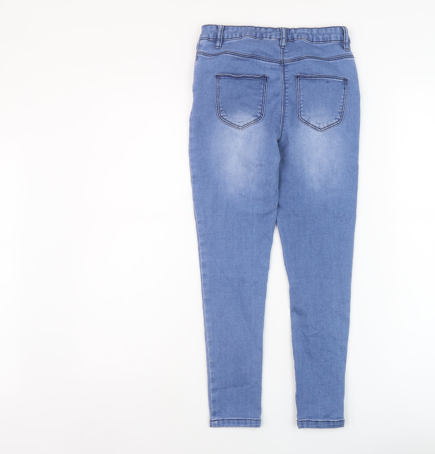 Matalan Girls Blue Cotton Skinny Jeans Size 10 Years Regular Button