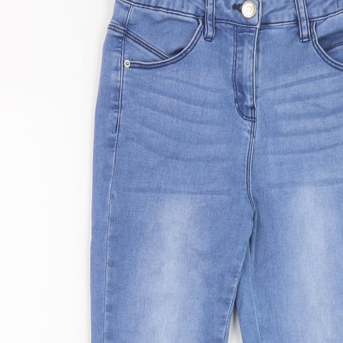 Matalan Girls Blue Cotton Skinny Jeans Size 10 Years Regular Button
