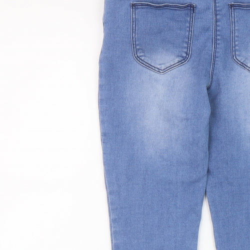 Matalan Girls Blue Cotton Skinny Jeans Size 10 Years Regular Button
