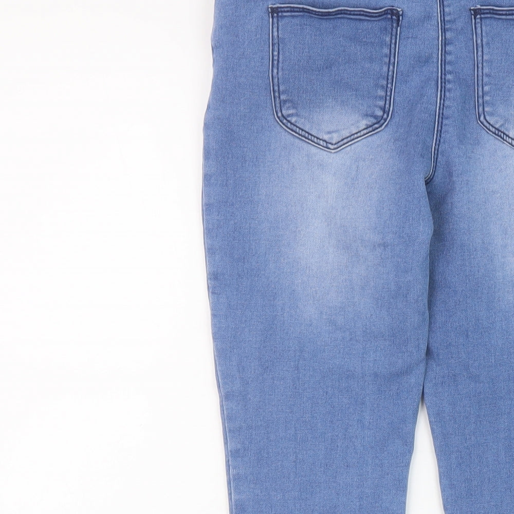 Matalan Girls Blue Cotton Skinny Jeans Size 10 Years Regular Button