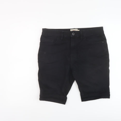 NEXT Mens Black Cotton Bermuda Shorts Size 32 in L10 in Regular Button