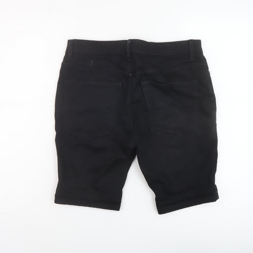 NEXT Mens Black Cotton Bermuda Shorts Size 32 in L10 in Regular Button