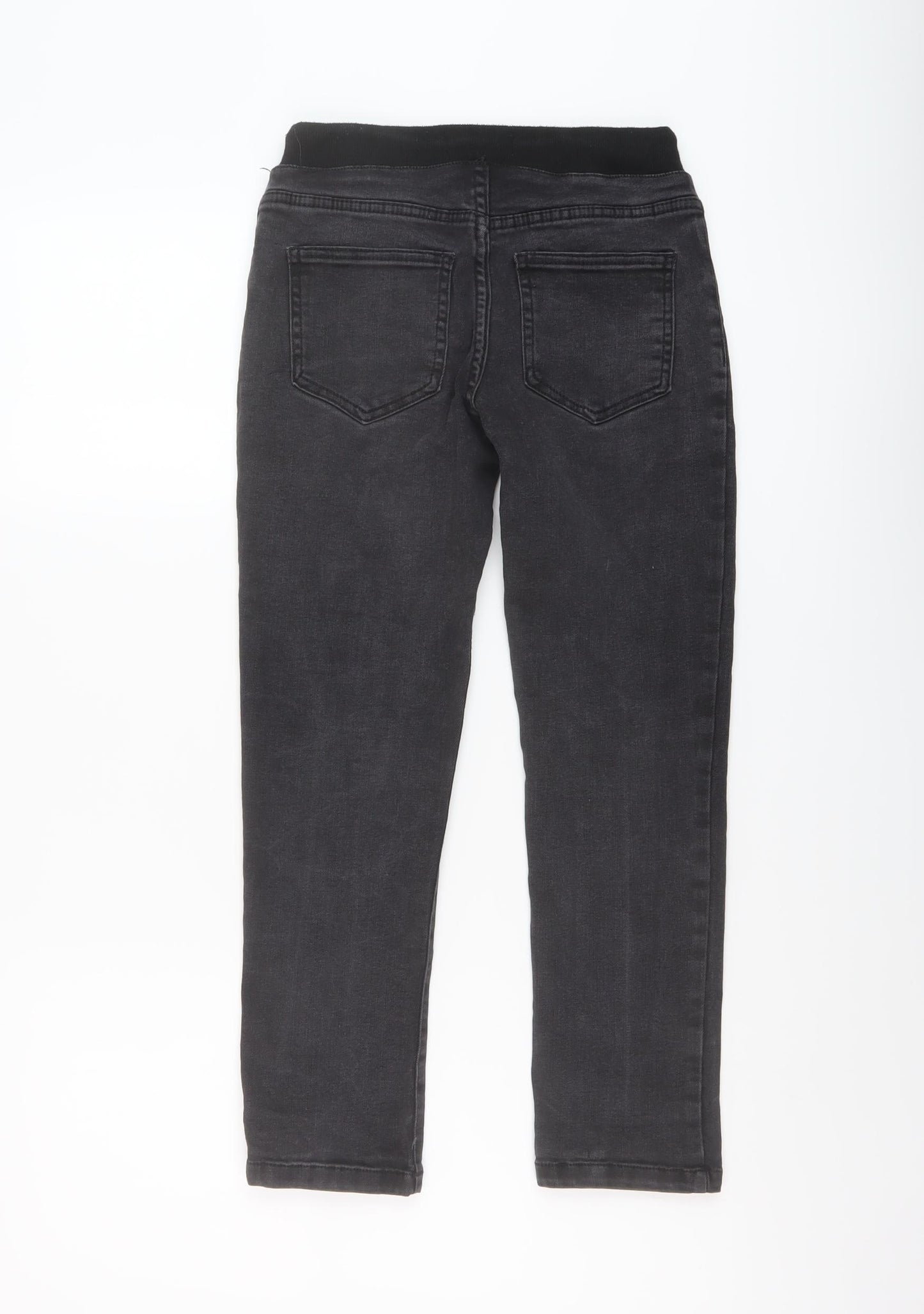 NEXT Boys Grey Cotton Straight Jeans Size 9 Months Regular Drawstring