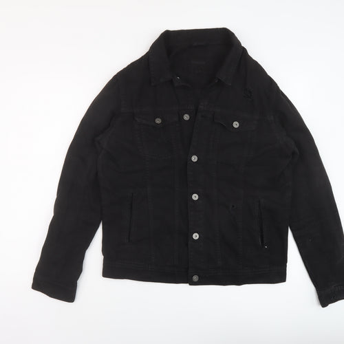 Pull&Bear Mens Black Jacket Size L Button