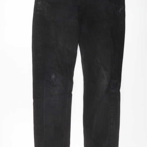 Easy Mens Black Cotton Straight Jeans Size 32 in L30 in Regular Button