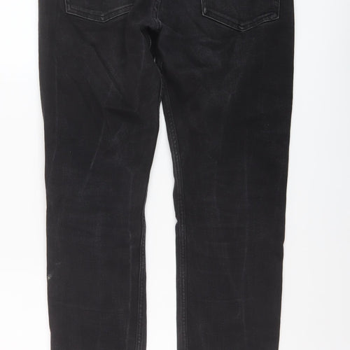 Easy Mens Black Cotton Straight Jeans Size 32 in L30 in Regular Button