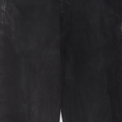 Easy Mens Black Cotton Straight Jeans Size 32 in L30 in Regular Button