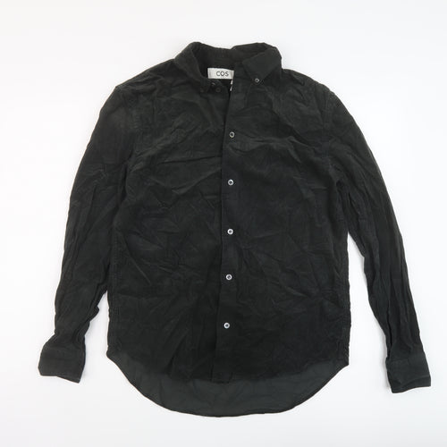COS Mens Grey Cotton Button-Up Size M Collared Button