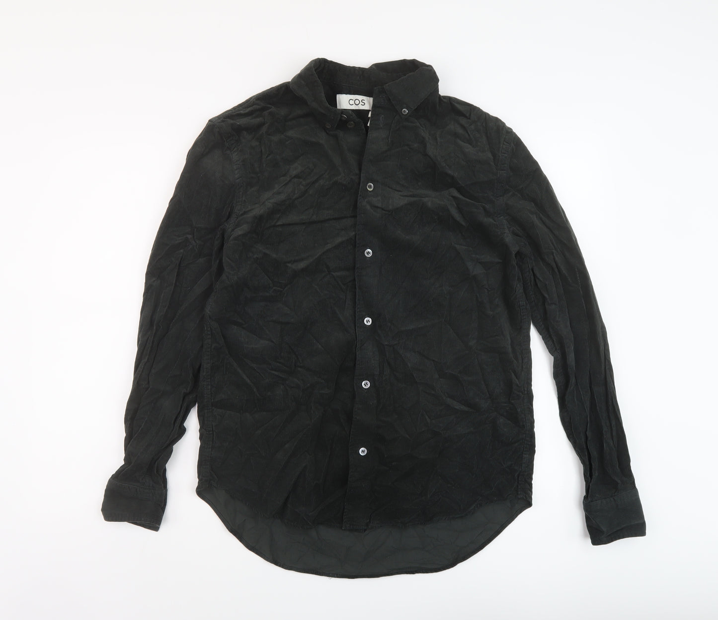 COS Mens Grey Cotton Button-Up Size M Collared Button