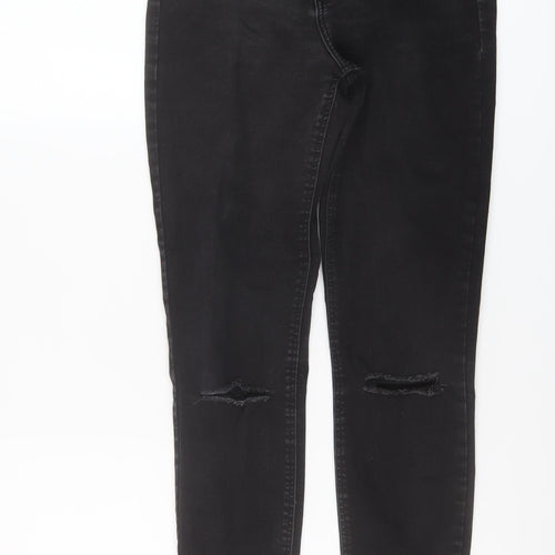 Zara Womens Black Cotton Skinny Jeans Size 10 L27 in Regular Button