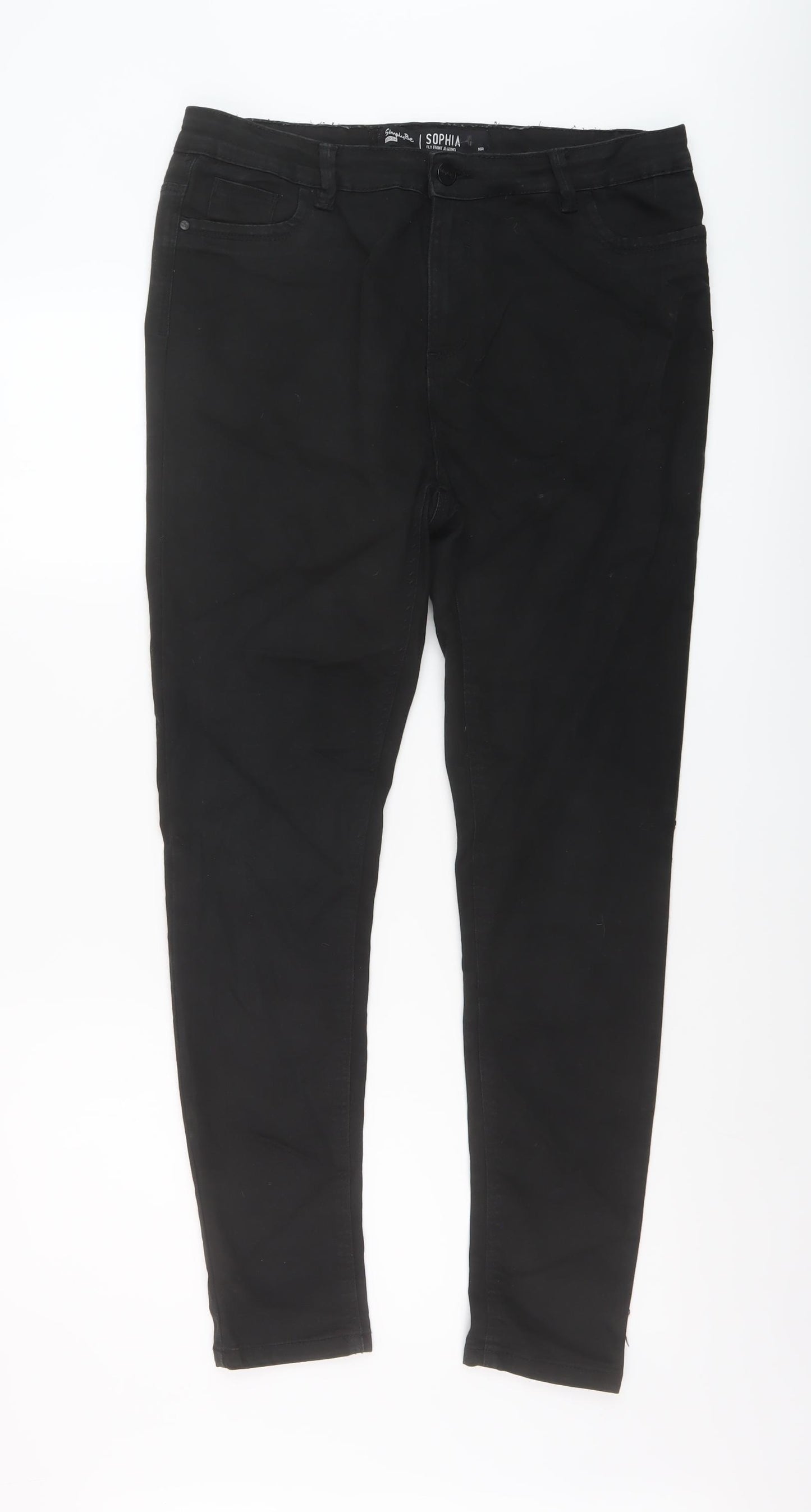 Simply Be Womens Black Cotton Jegging Jeans Size 16 L28 in Regular Button