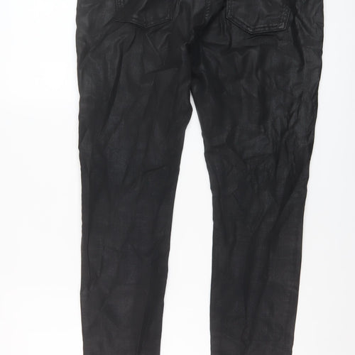NEXT Womens Black Cotton Skinny Jeans Size 14 L29 in Regular Button