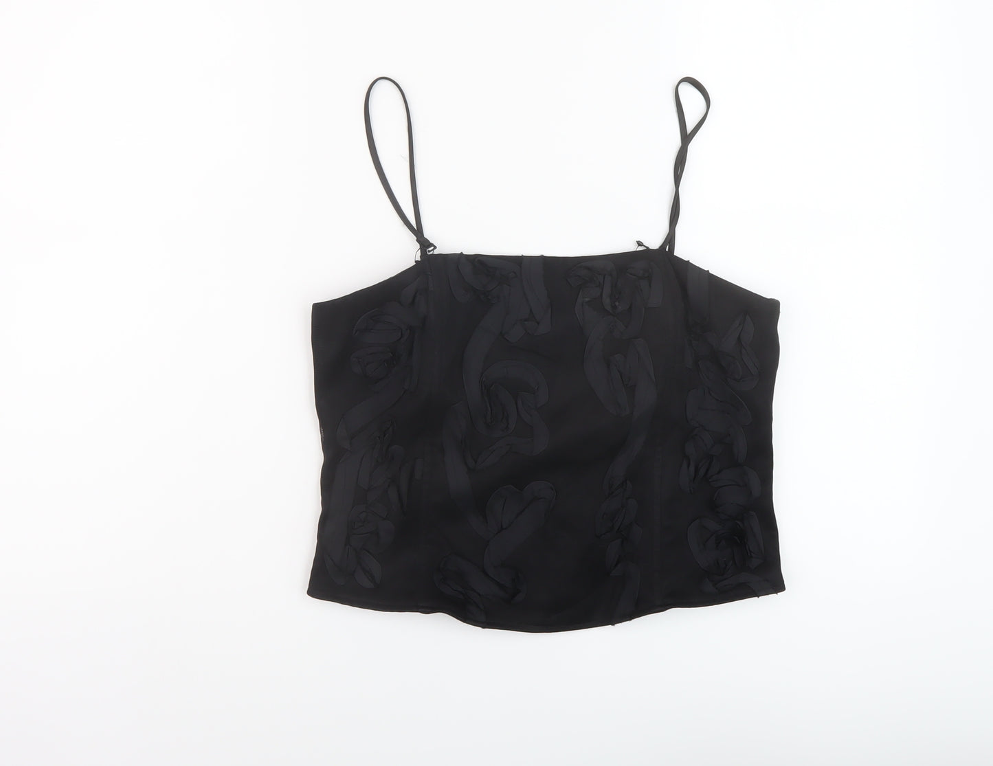 Per Una Womens Black Polyester Basic T-Shirt Size 14 Square Neck