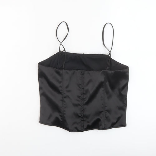 Per Una Womens Black Polyester Basic T-Shirt Size 14 Square Neck