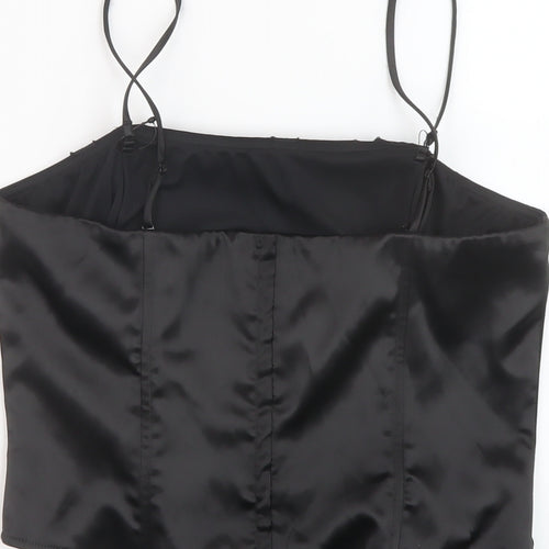 Per Una Womens Black Polyester Basic T-Shirt Size 14 Square Neck