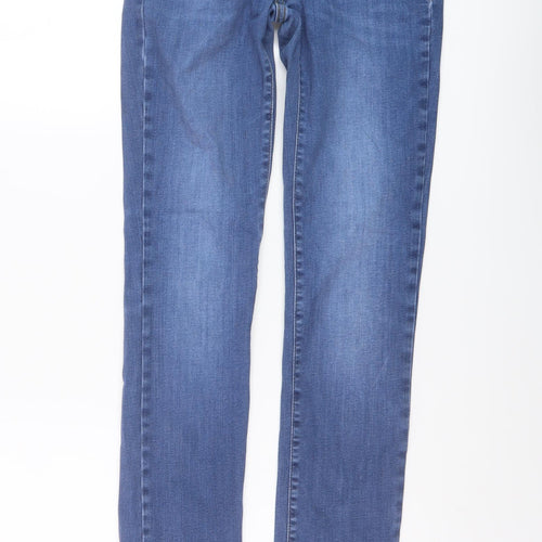 Fat Face Womens Blue Cotton Straight Jeans Size 10 L29 in Regular Button