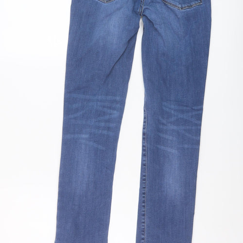 Fat Face Womens Blue Cotton Straight Jeans Size 10 L29 in Regular Button