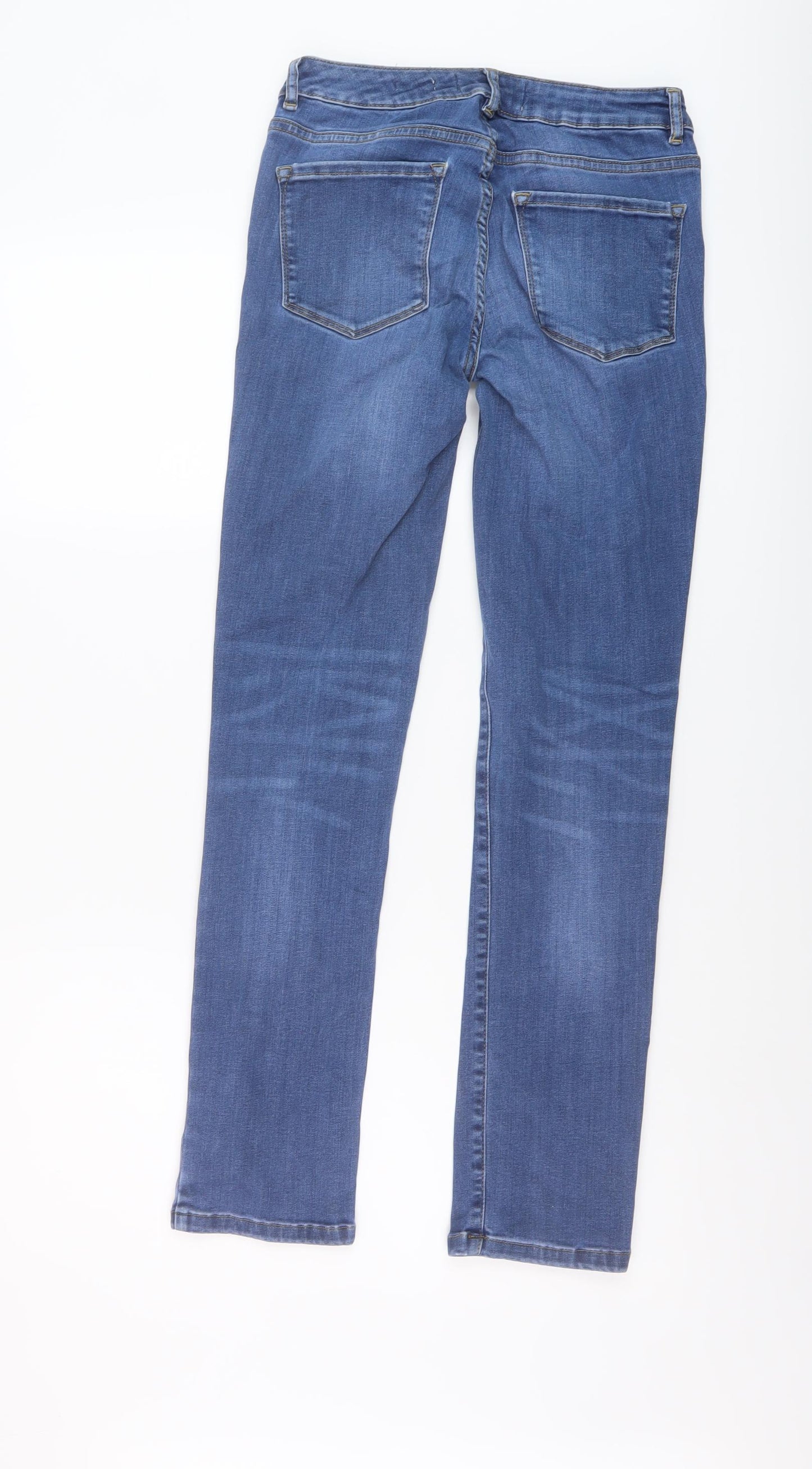 Fat Face Womens Blue Cotton Straight Jeans Size 10 L29 in Regular Button