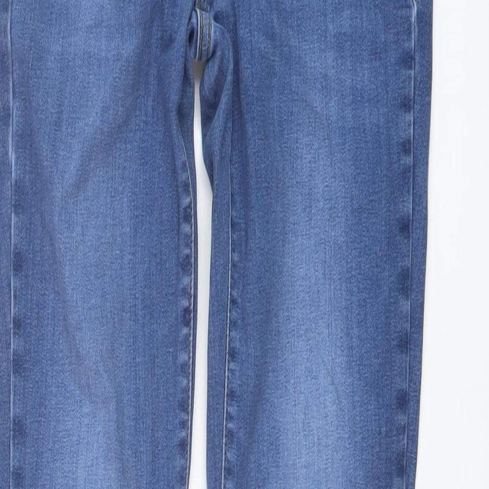 Fat Face Womens Blue Cotton Straight Jeans Size 10 L29 in Regular Button