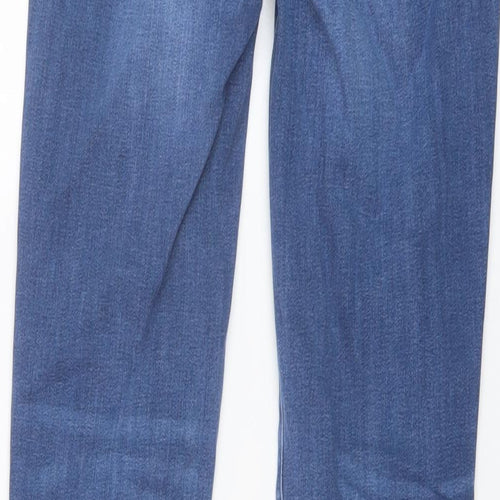 Fat Face Womens Blue Cotton Straight Jeans Size 10 L29 in Regular Button