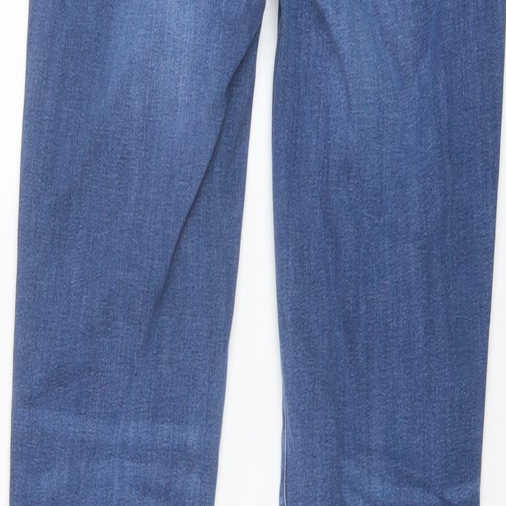 Fat Face Womens Blue Cotton Straight Jeans Size 10 L29 in Regular Button