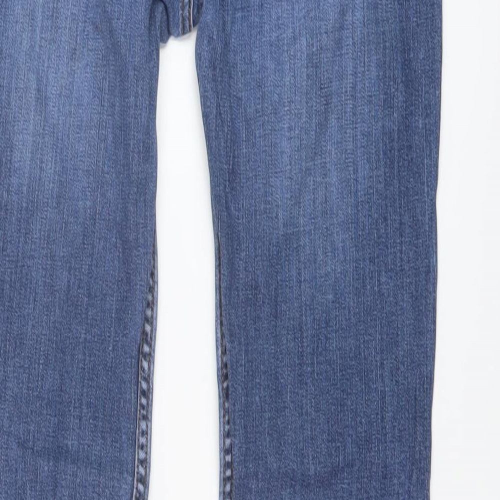 Fat Face Womens Blue Cotton Straight Jeans Size 10 L29 in Regular Button