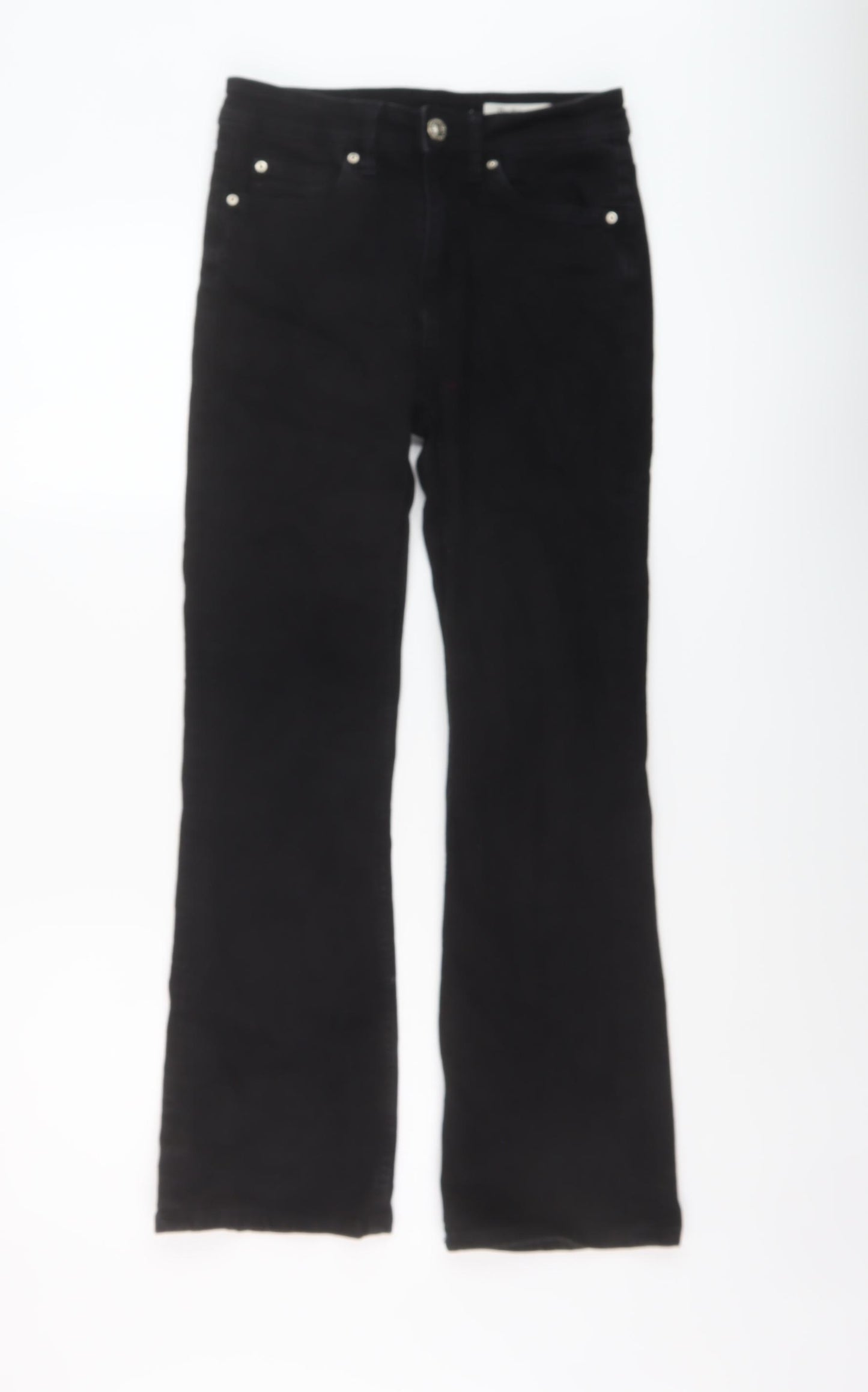 Marks and Spencer Womens Black Cotton Bootcut Jeans Size 8 L27 in Regular Button