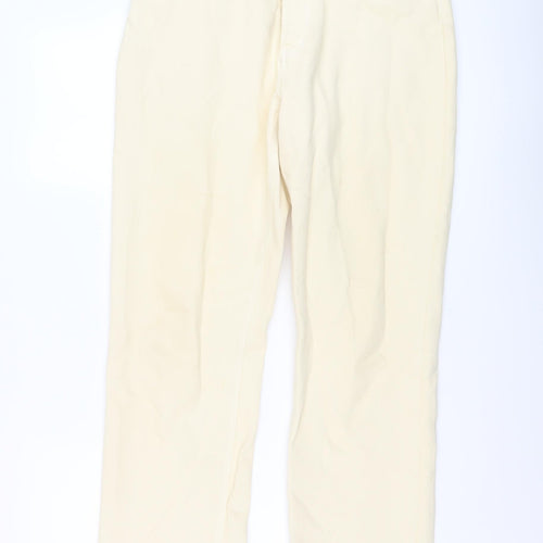 H&M Womens Beige Cotton Straight Jeans Size 14 L29 in Regular Button