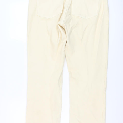 H&M Womens Beige Cotton Straight Jeans Size 14 L29 in Regular Button