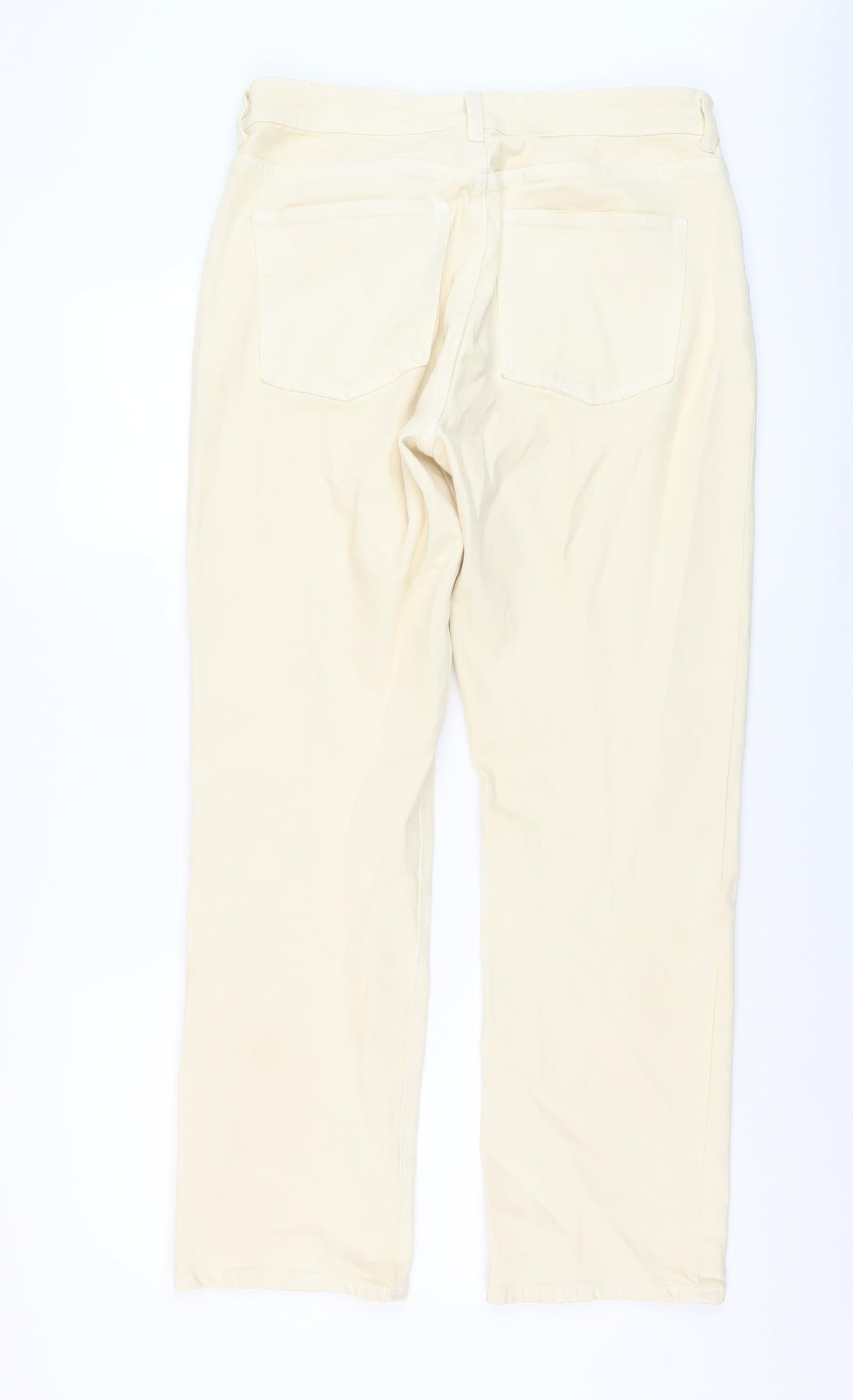 H&M Womens Beige Cotton Straight Jeans Size 14 L29 in Regular Button