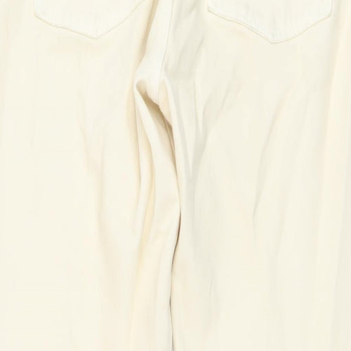 H&M Womens Beige Cotton Straight Jeans Size 14 L29 in Regular Button