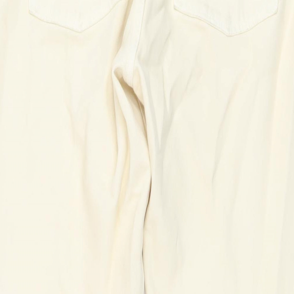 H&M Womens Beige Cotton Straight Jeans Size 14 L29 in Regular Button