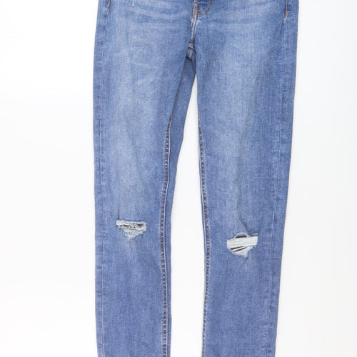 Denim & Co. Womens Blue Cotton Skinny Jeans Size 6 L28 in Regular Button
