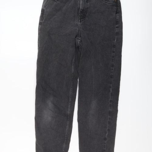Denim & Co. Womens Grey Cotton Mom Jeans Size 6 L28 in Regular Button
