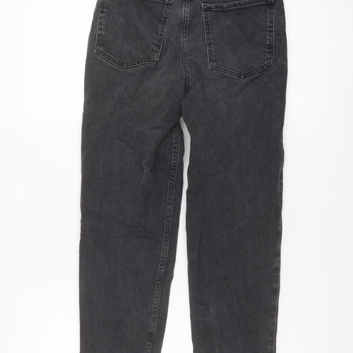 Denim & Co. Womens Grey Cotton Mom Jeans Size 6 L28 in Regular Button