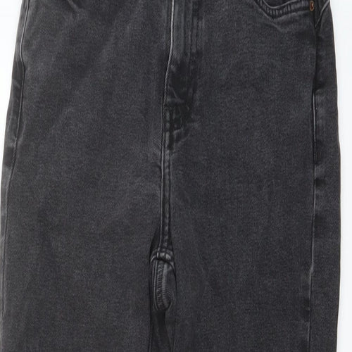 Denim & Co. Womens Grey Cotton Mom Jeans Size 6 L28 in Regular Button