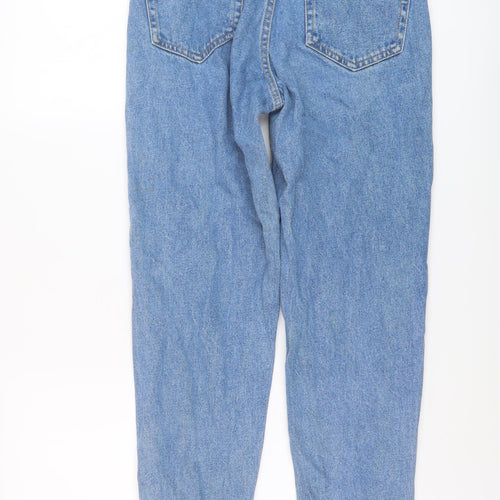 Zara Womens Blue Cotton Mom Jeans Size 8 L27 in Regular Button