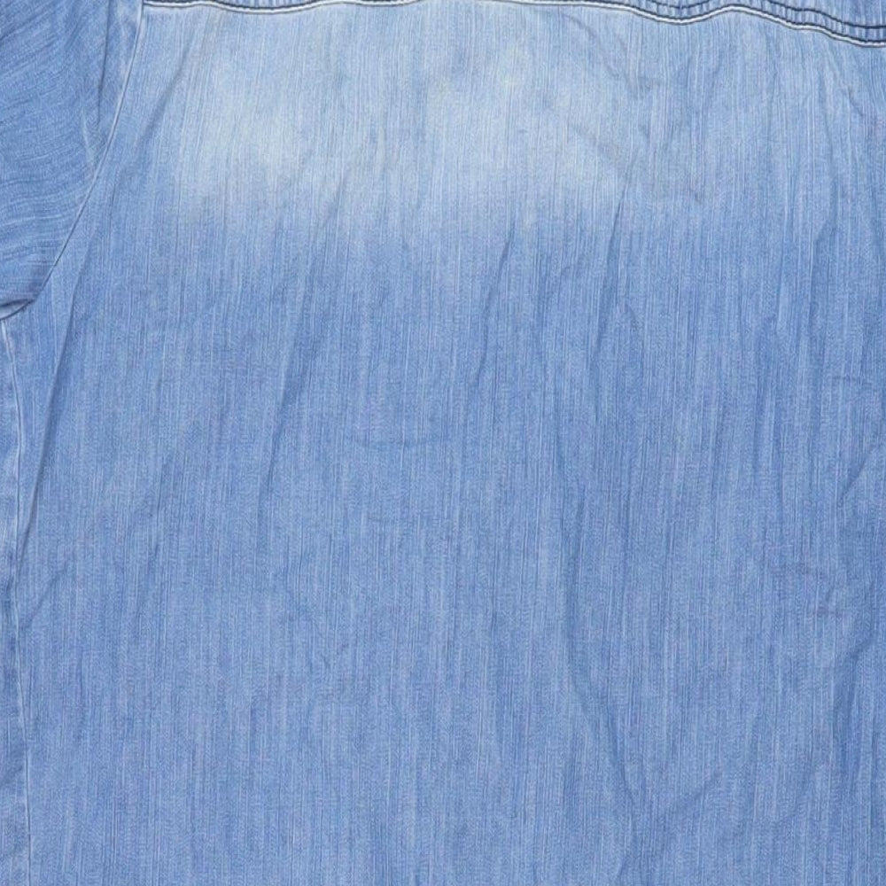 Fat Face Womens Blue Cotton A-Line Size 14 Round Neck Button