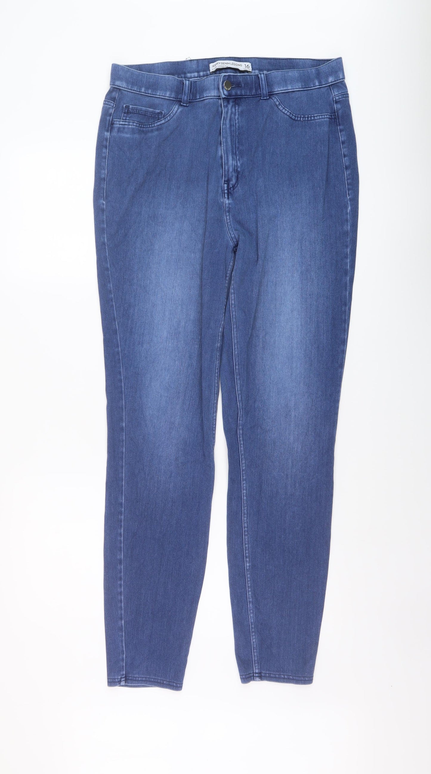NEXT Womens Blue Cotton Jegging Jeans Size 16 L30 in Regular Button