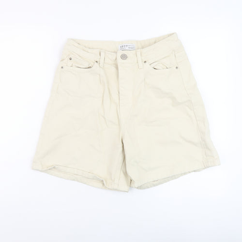 Denim & Co. Womens Beige Cotton Mom Shorts Size 12 L7 in Regular Button