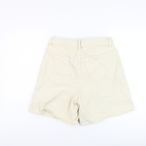Denim & Co. Womens Beige Cotton Mom Shorts Size 12 L7 in Regular Button