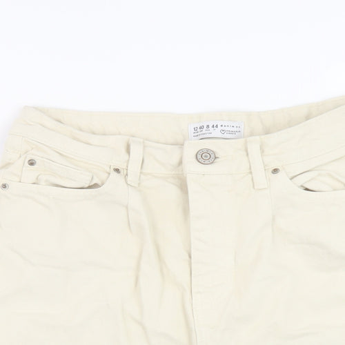 Denim & Co. Womens Beige Cotton Mom Shorts Size 12 L7 in Regular Button