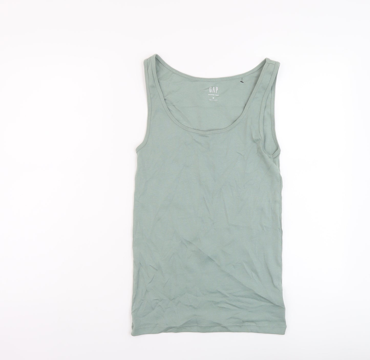 Gap Womens Green Cotton Basic Tank Size M Round Neck