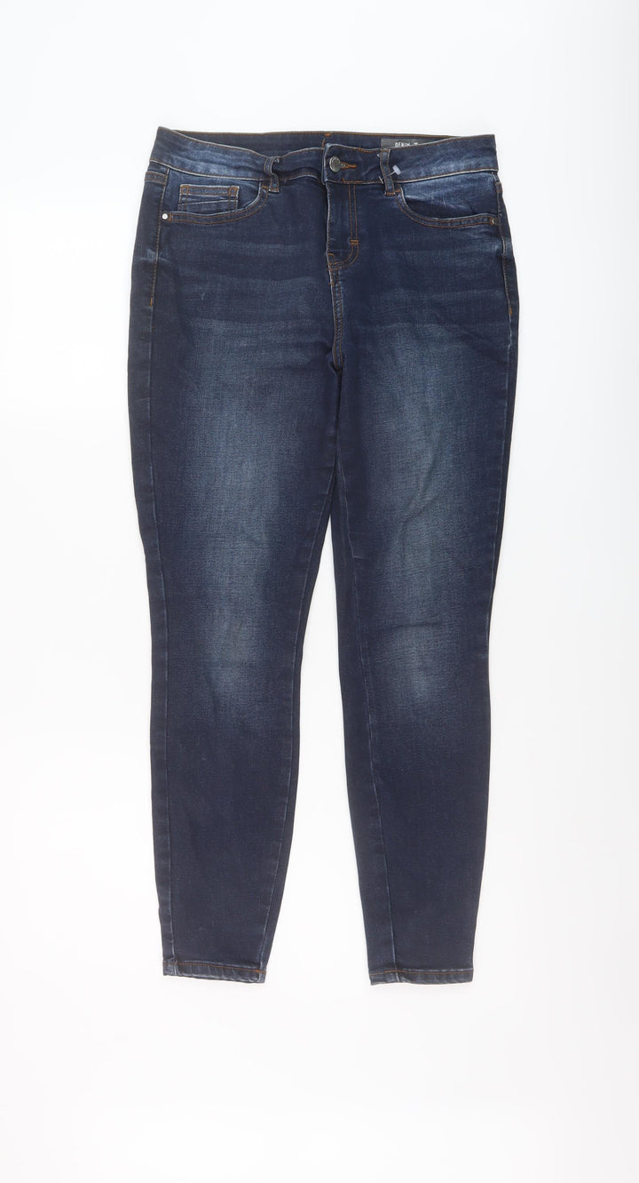 TU Womens Blue Cotton Skinny Jeans Size 10 L26 in Regular Button
